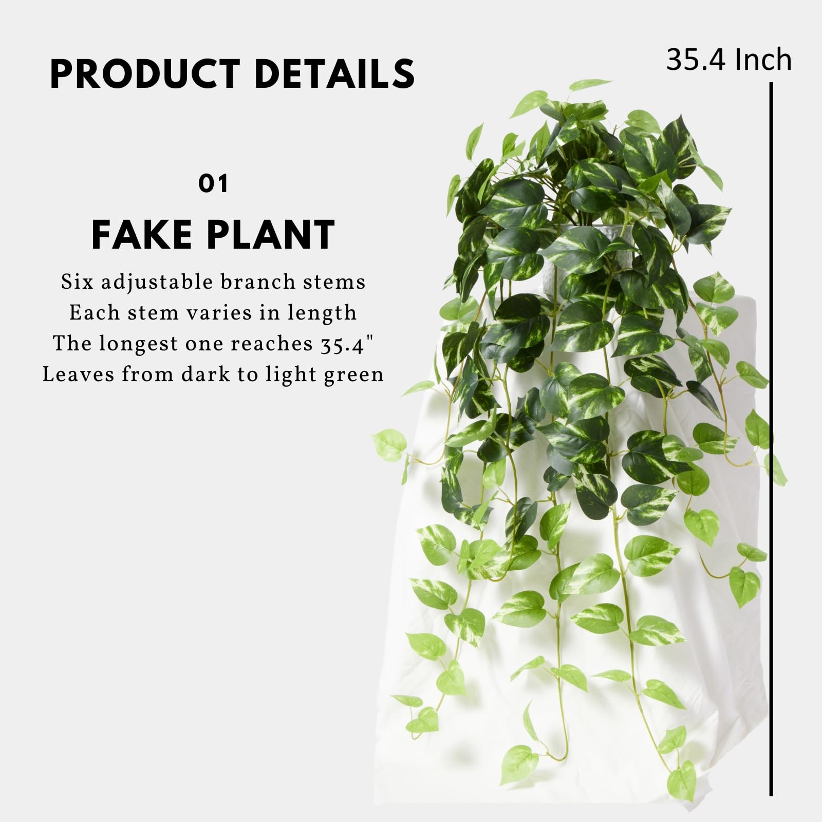 CADNLY Realistic Artificial Plants Indoor in Pot – Green Faux Hanging Plants …