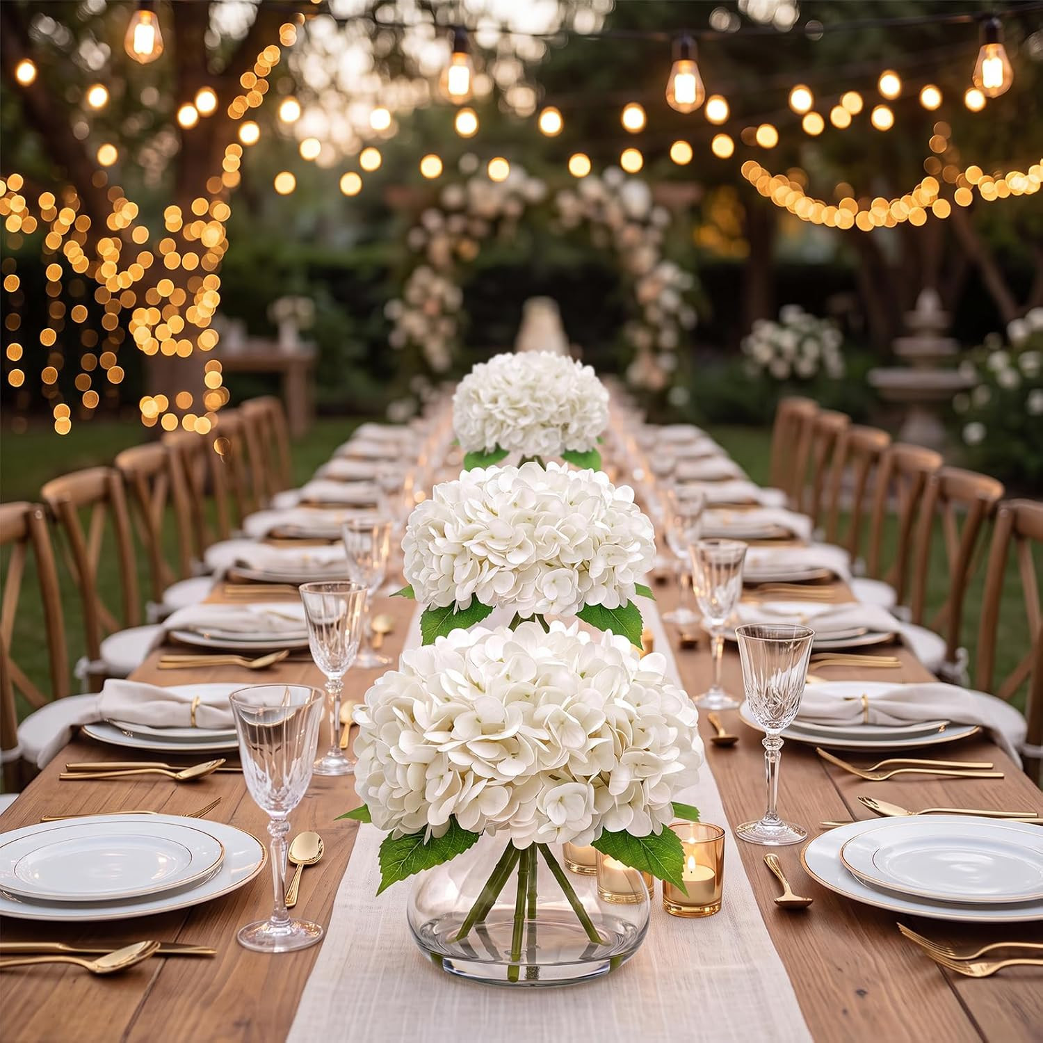 Premium Real Touch White Hydrangea in Vase for Home & Wedding Decor
