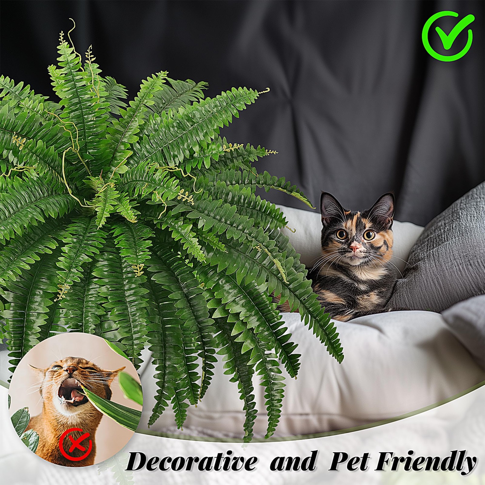 45″ Fake Ferns, Realistic Large Artificial Bush Plants, 2 Artificial Ferns