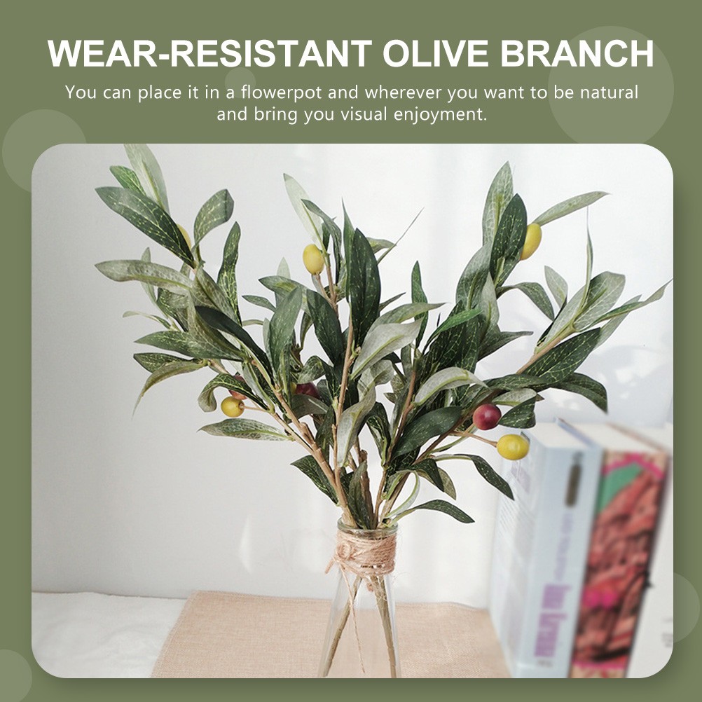 2Pcs Wear Resistant Plastic Olive Branch Decorative Plants for Office and Home