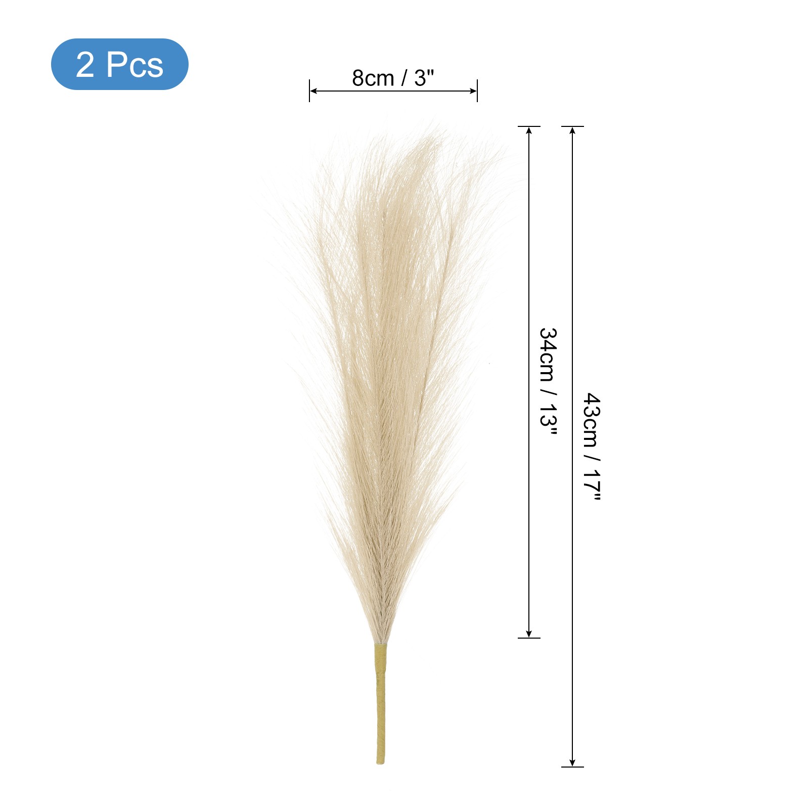 2pcs Faux Pampas Grass 17 Inch 10 Stem Artificial Grass for Decor, Dark Coffee