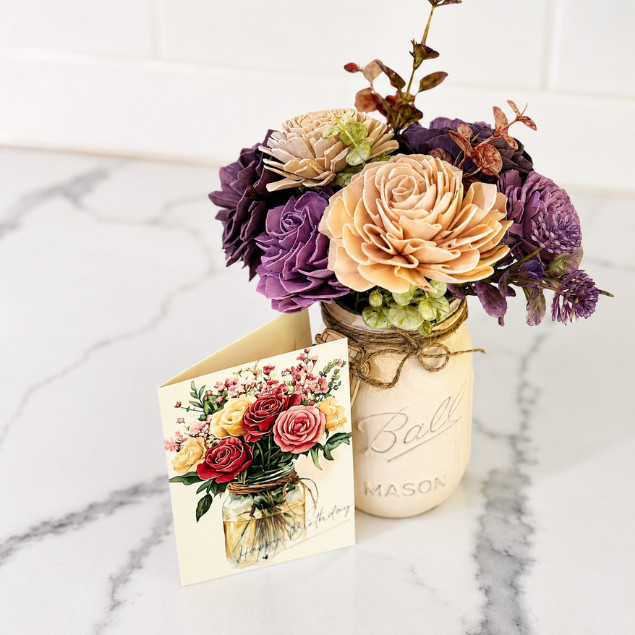 Sola Wood Floral Arrangement 16oz Mason Jar Personalised Custom Home Decor Gift