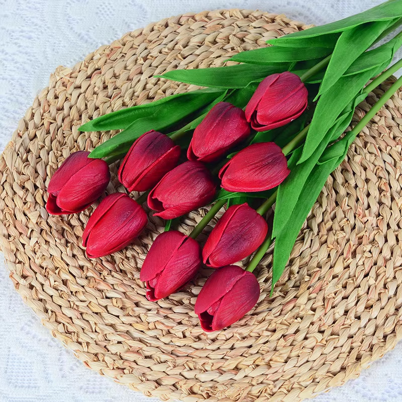 10PCS Tulip Artificial Flower Real Touch Artificial Bouquet PE Fake Flower for W