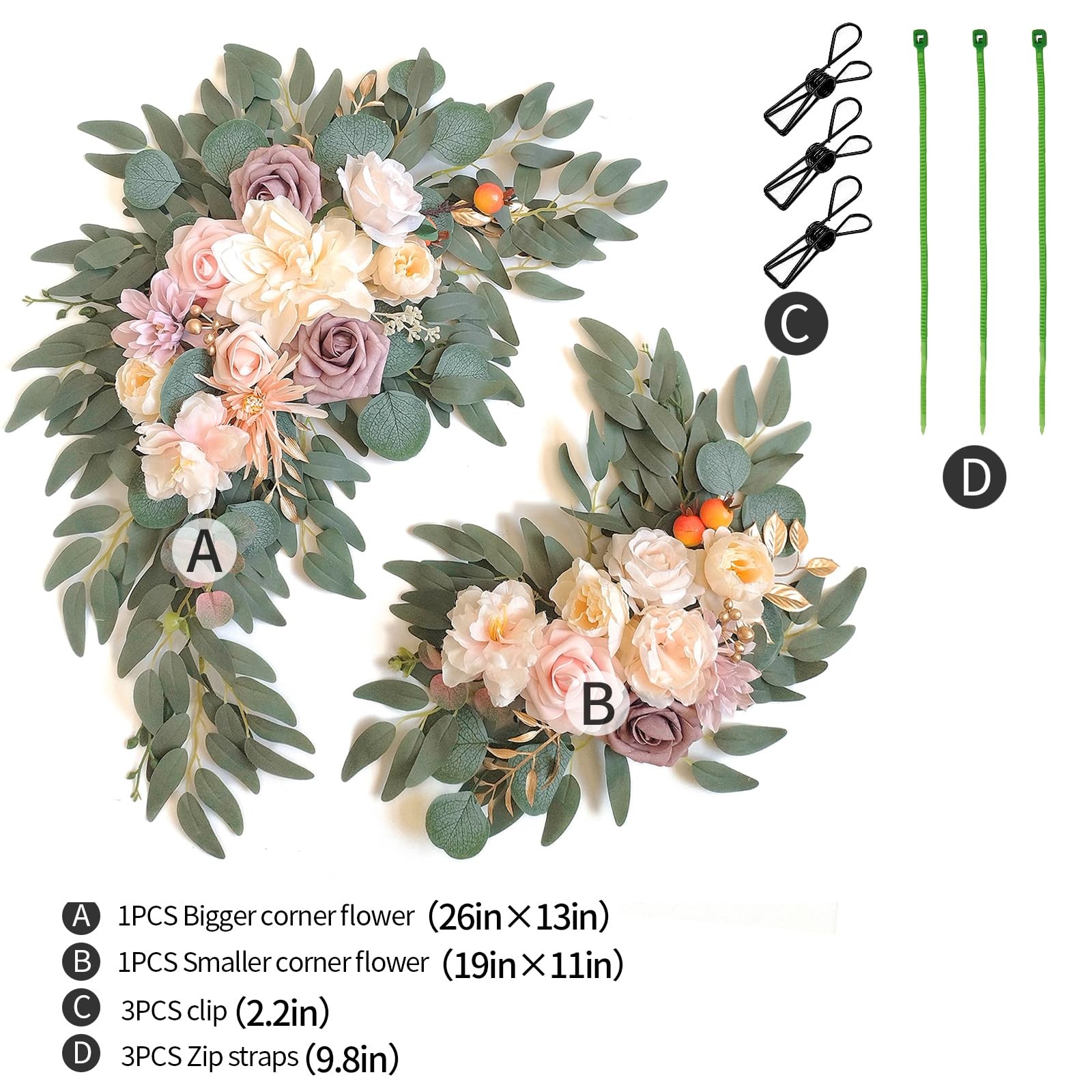 Faux Flower Swag Set of 2 for Wedding Welcome Signs Floral Swag Wedding Recep…