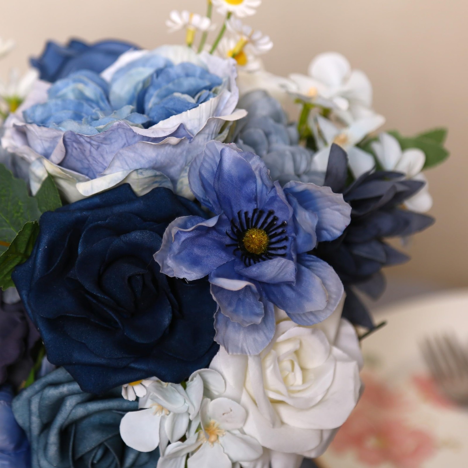 Dusty Blue Roses Silk Artificial Flowers Combo for DIY Bouquet Centerpieces F…