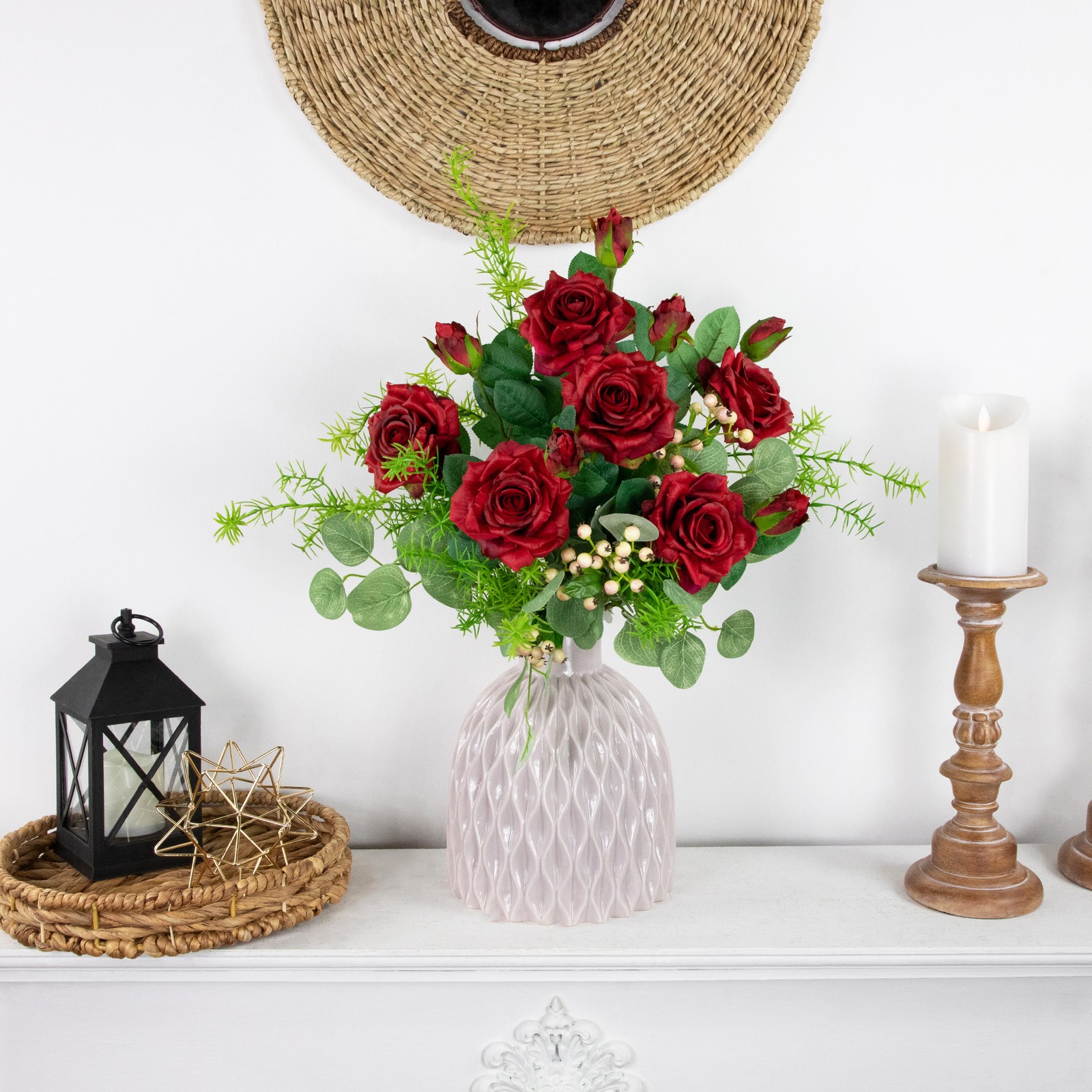 Northlight Real Touch™ Red Artificial Rose Stems, Set of 6 – 19″