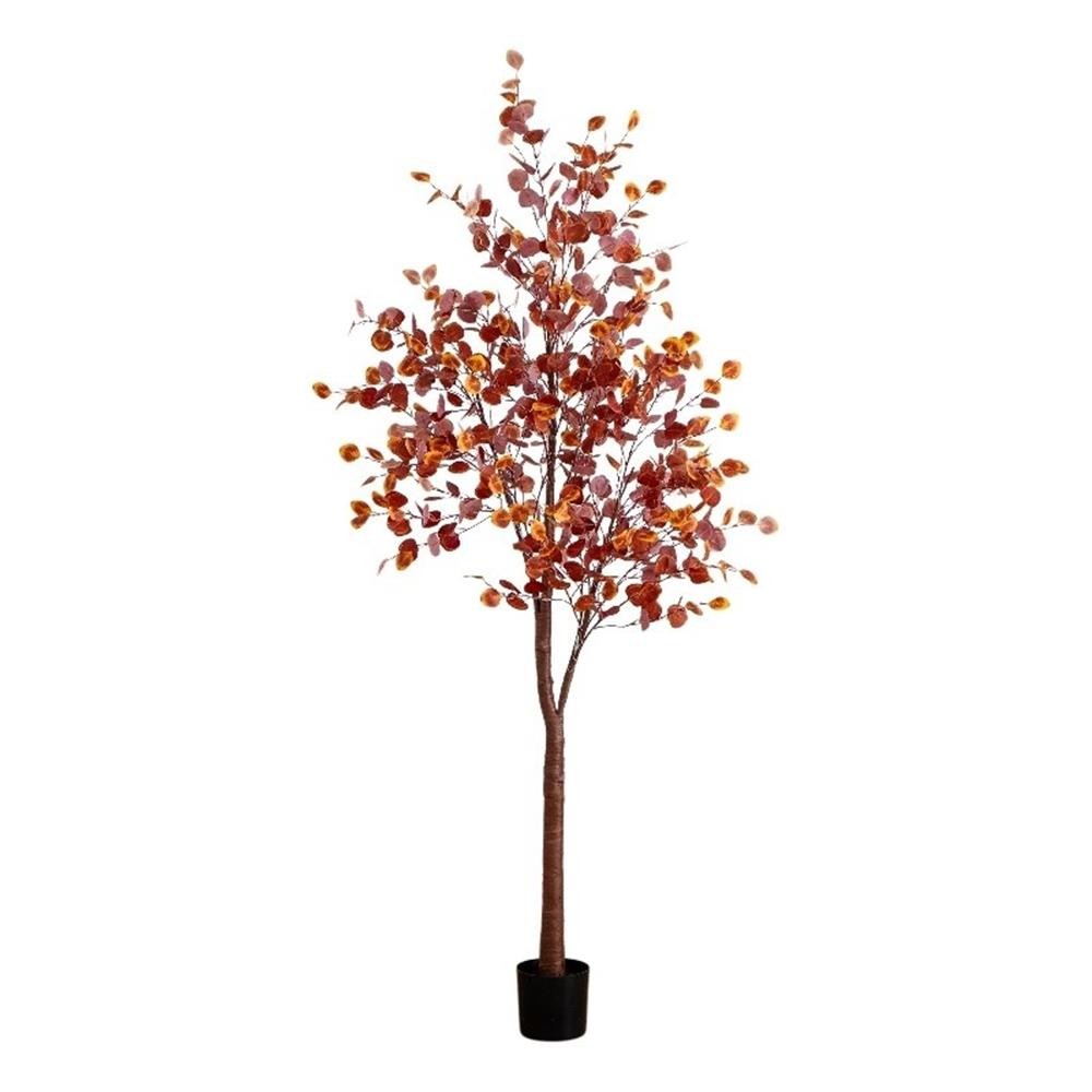 Nearly Natural 8ft Pre-Lit Grand Autumn Eucalyptus FallTree w/540 Warm White LED