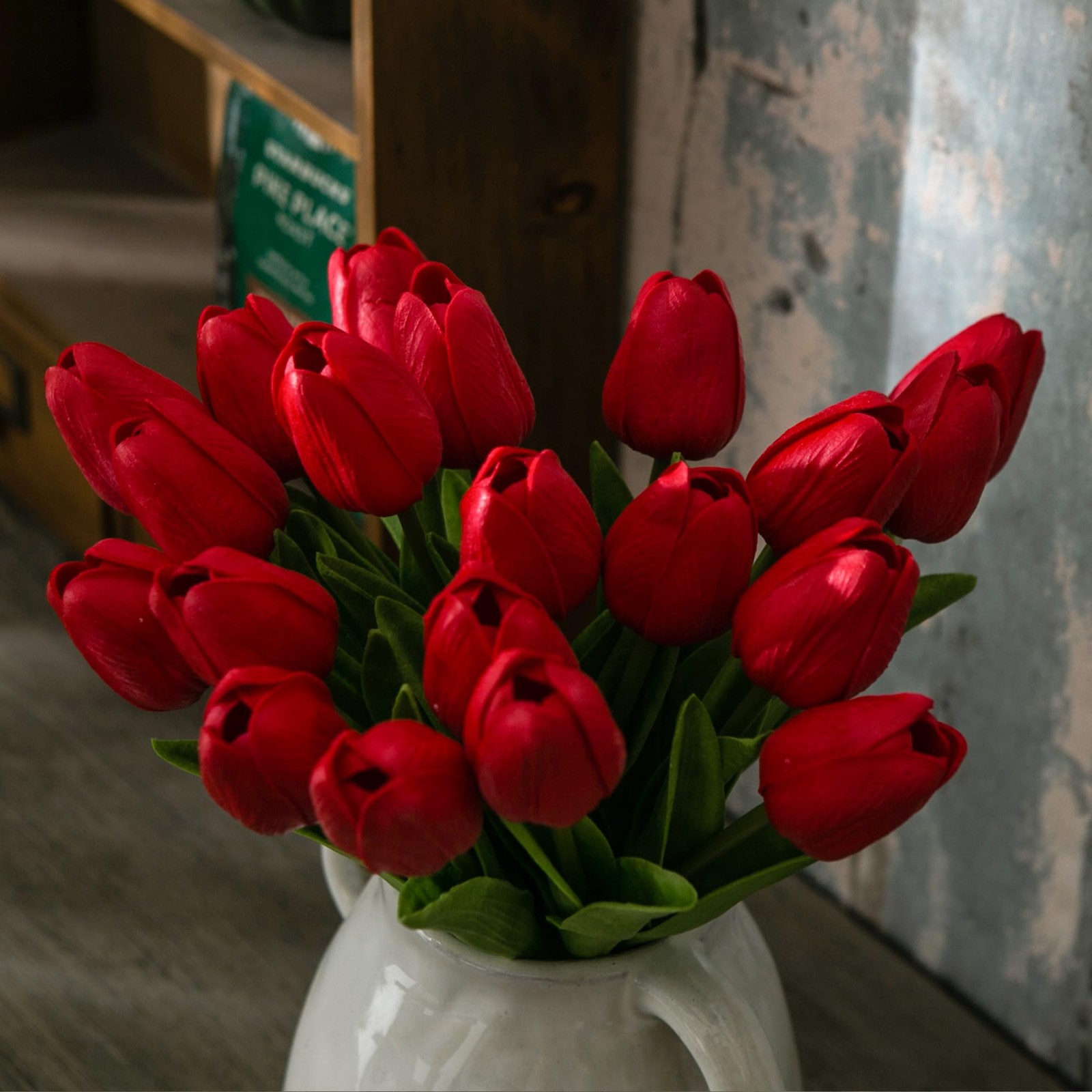 20 PCS 13 Inch Red Artificial Tulip Flowers Silk Fake Bouquets Home Decor