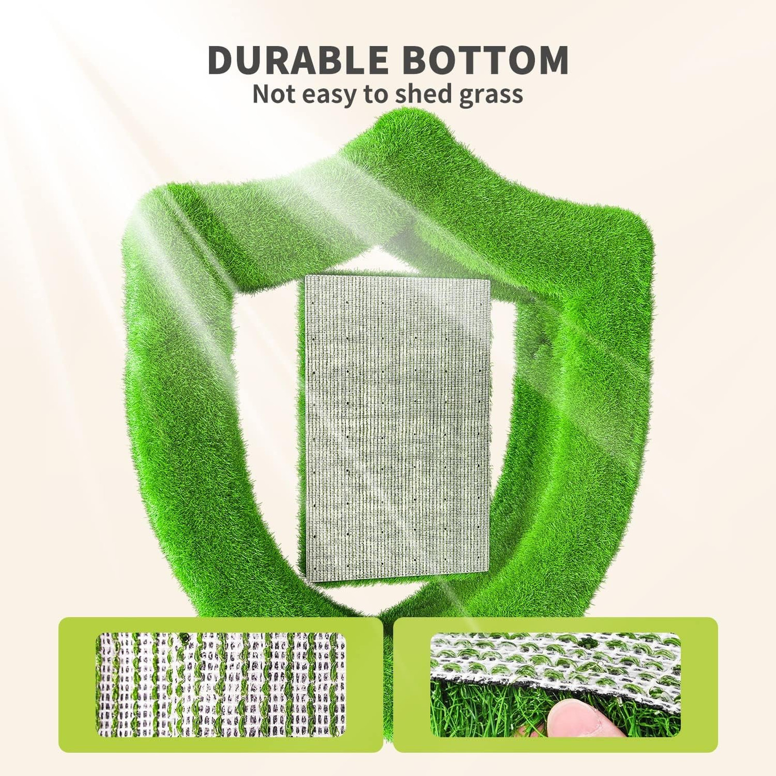 Realistic Artificial Grass Rug Indoor Outdoor, Dog Grass Mat with Drainage Holes