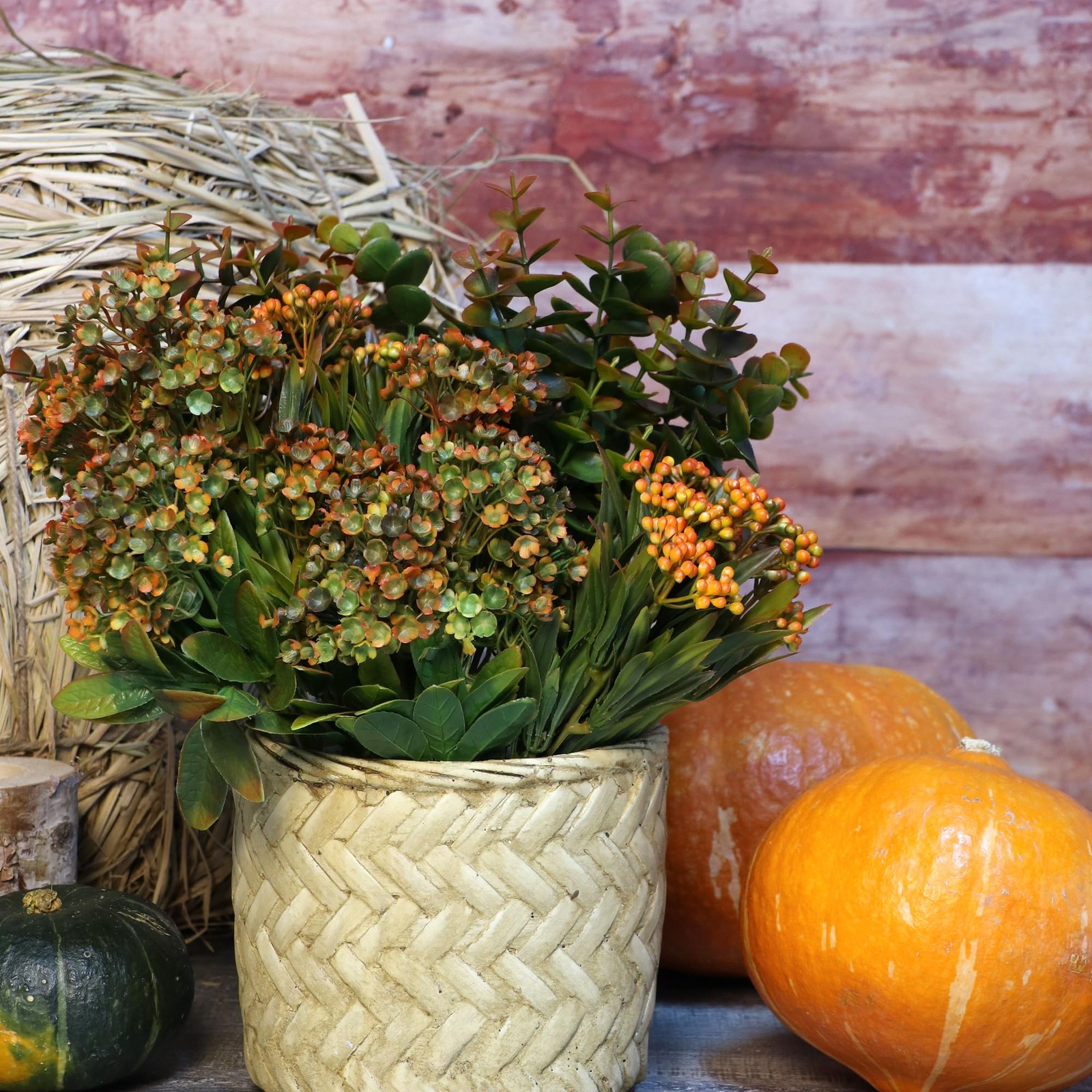 Artificial Fall Flowers Mums Outdoor – 6 Bundles Fake Plants No Fade Faux Pla…