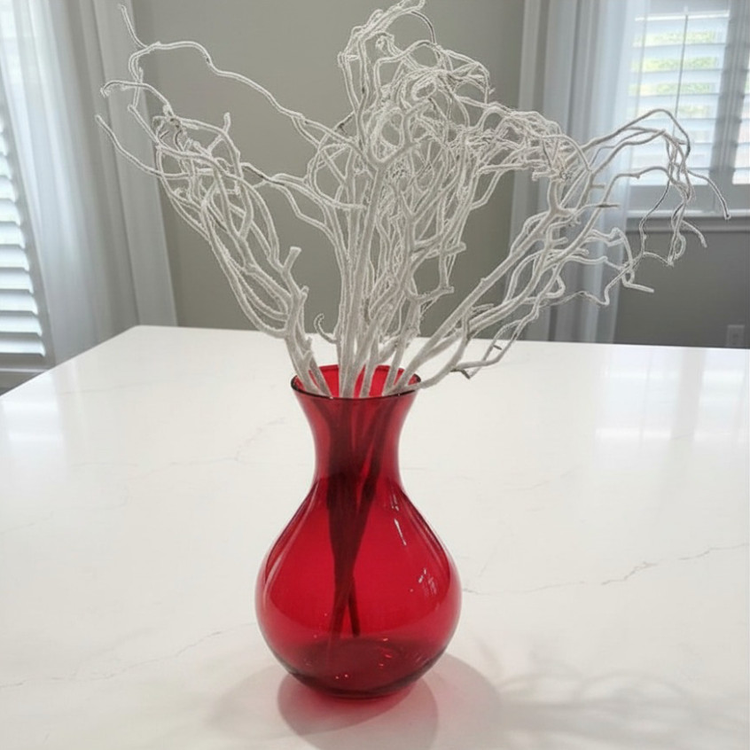 3 White Glitter Curly Willow Branches Christmas Trees Floral Arrangements 42″H