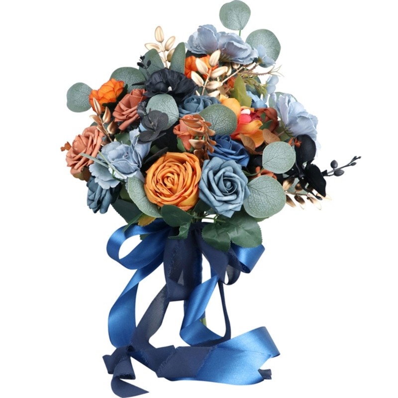 Artificial Blue Flowers Ornament Handheld Wedding Valentine Day