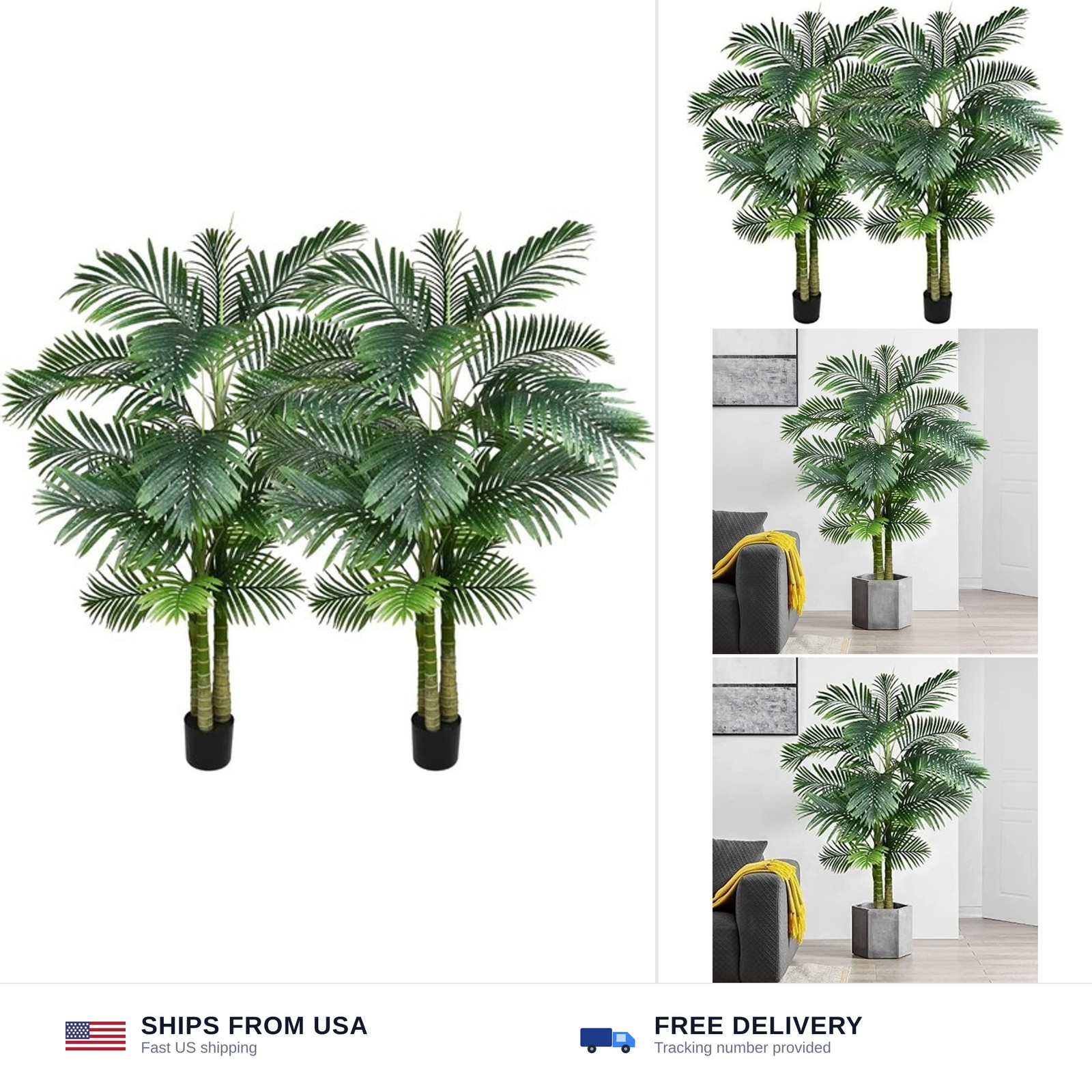 2 Pack Artificial Areca Palm Tree Plant, 6 Feet Fake Palm Tree for Indoor Out…