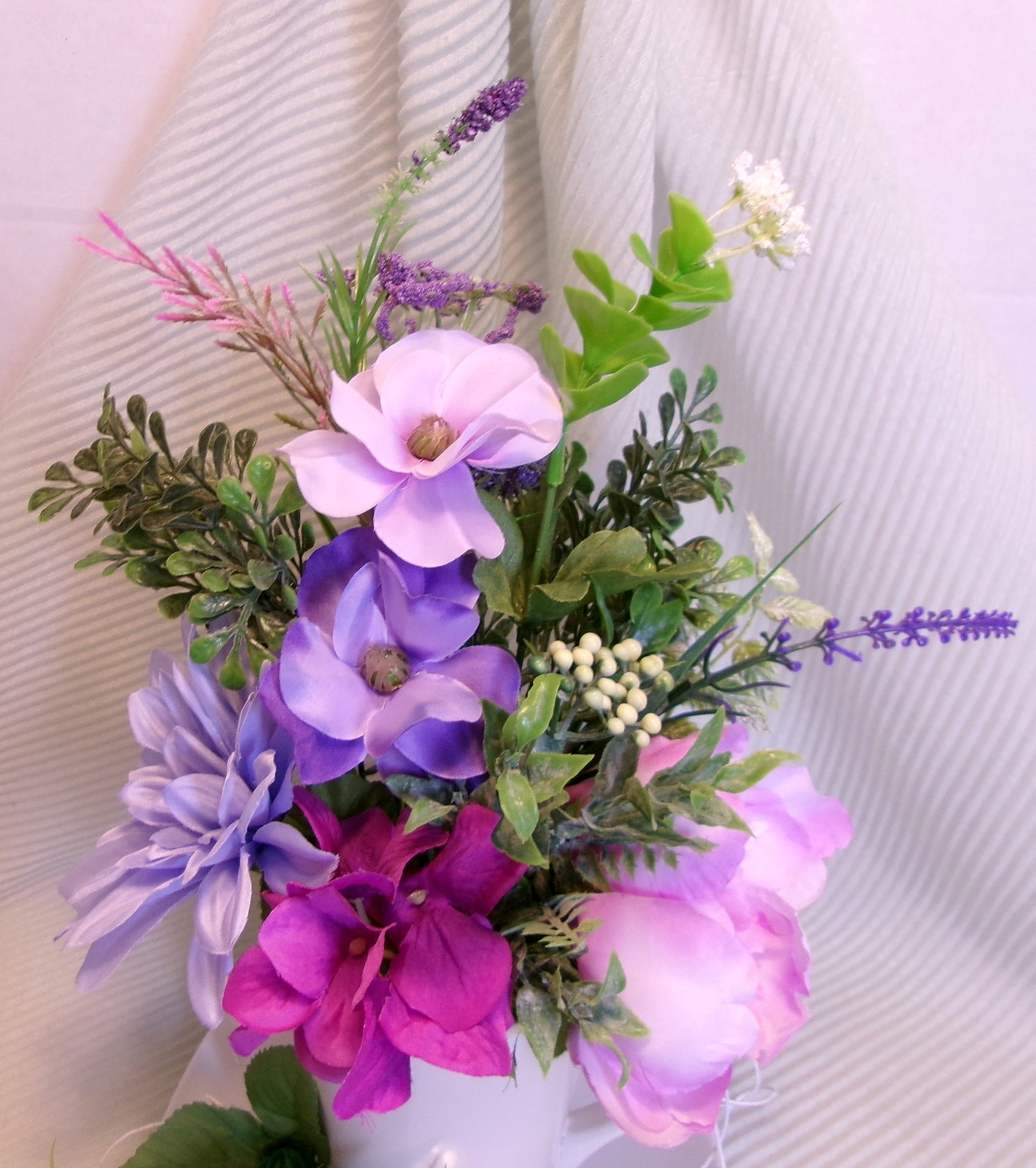 Floral Arrangement Lavender Purple Mix Silk Artificial Mug Plate Decoration New