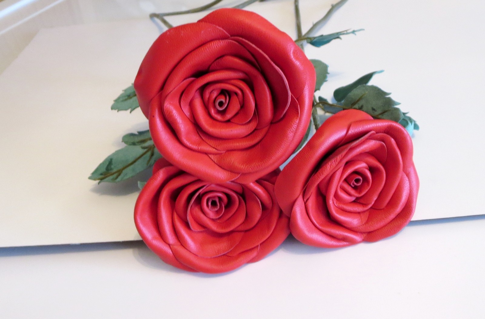 Handcrafted Leather Rose, leather Flowers Bouquet, 3rd Anniversary Gift