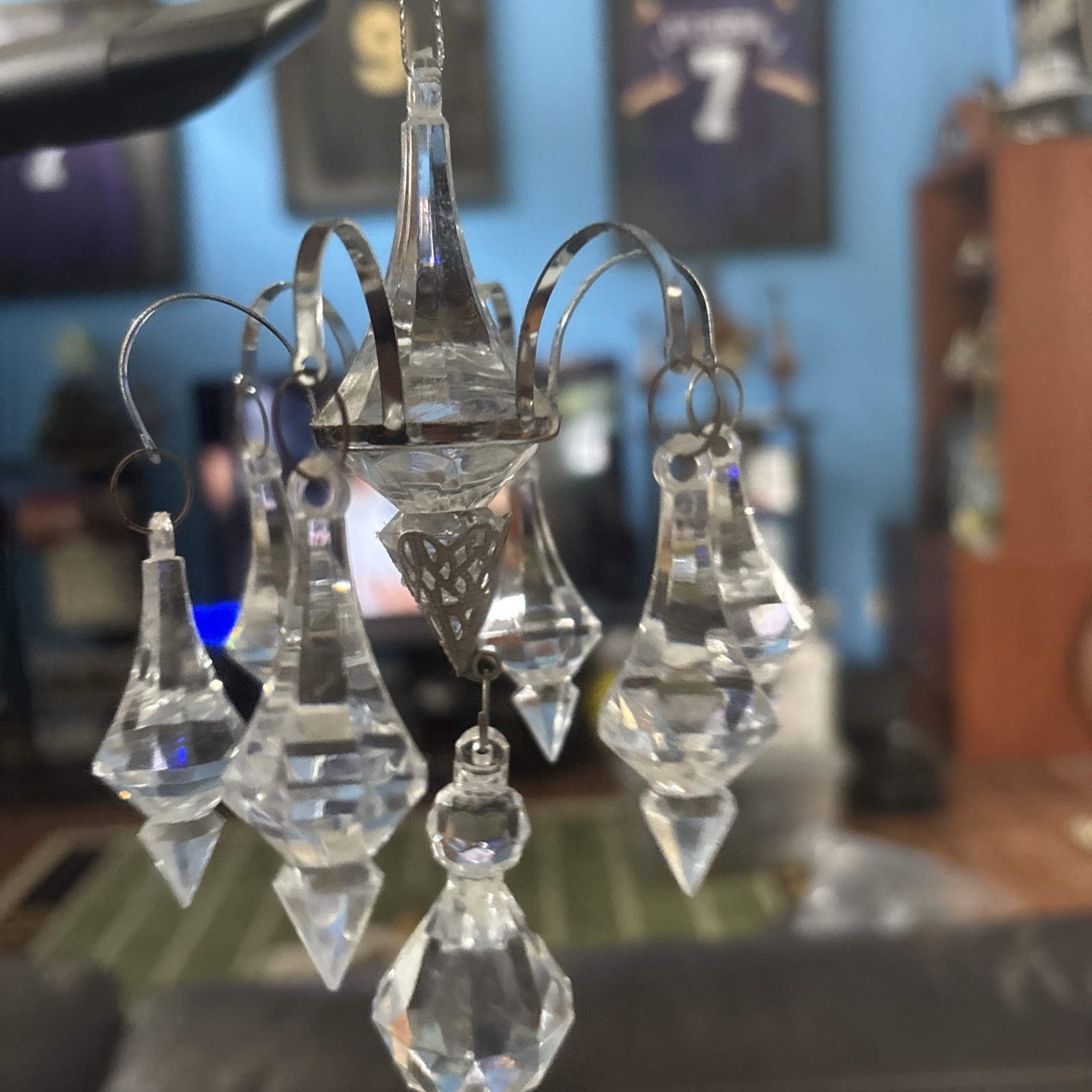 Lot of 8 Vintage Clear Crystal Chandelier Ornament Hanging Decoration Christmas