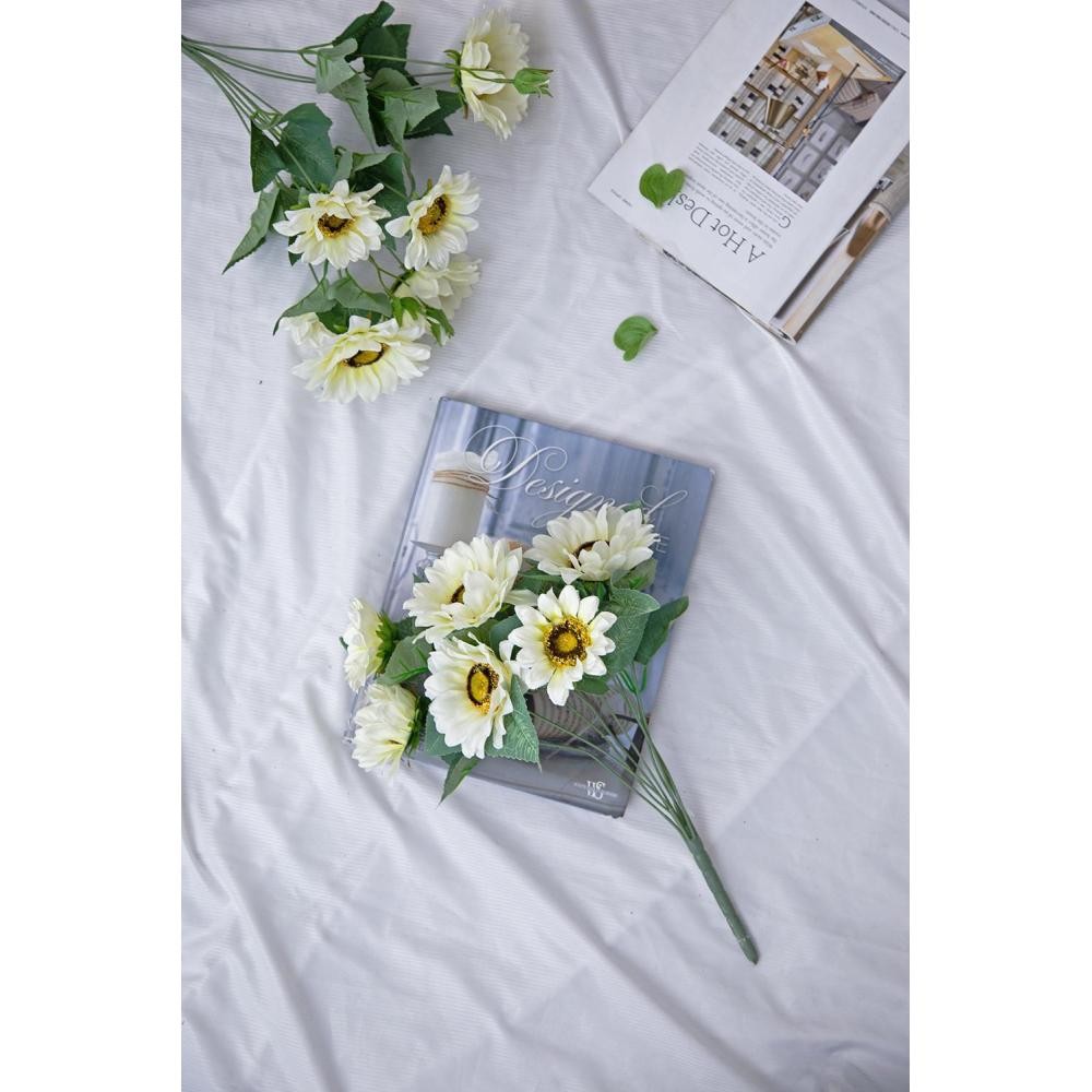 10.2 x 11 x 18.9″H Artificial Cream Sunflower BushX9, 4 Pack