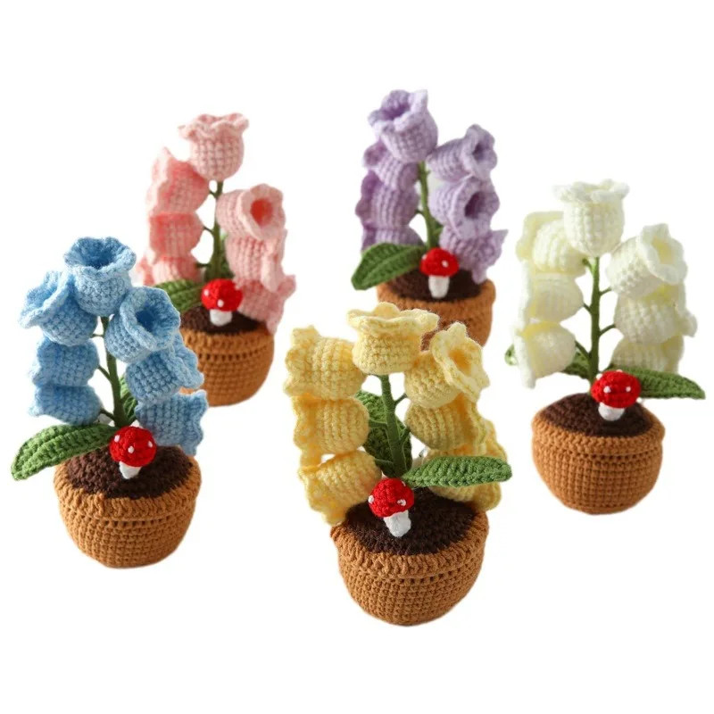 LED Crochet Lily of the Valley Flower Pot Mother’s Day Gift