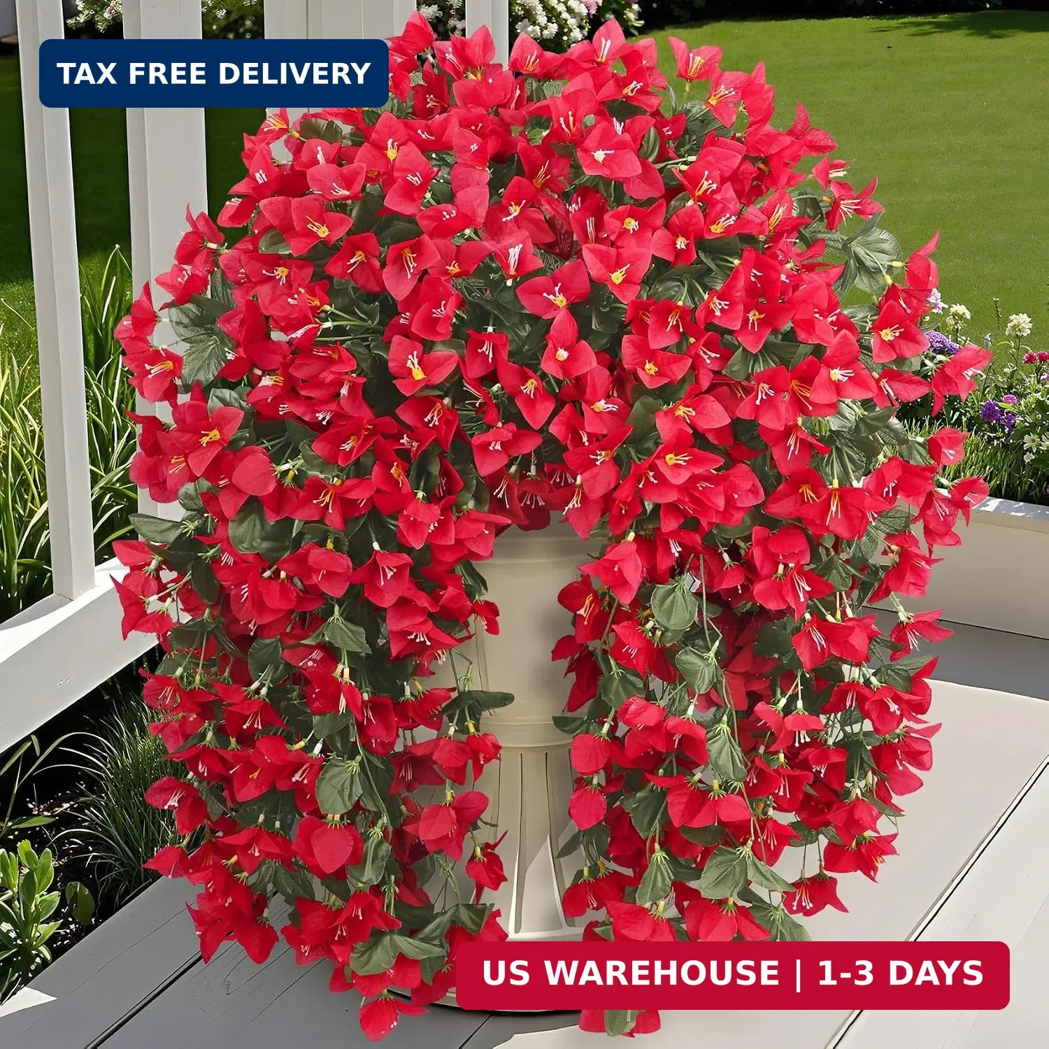 Ouddy Decor 3 Pcs Artificial Hanging Flowers Fake Hanging Bougainvillea Faux Pla