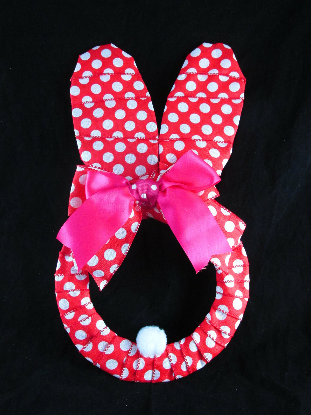 Polka-Dot Easter Bunny Ribbon Wreath