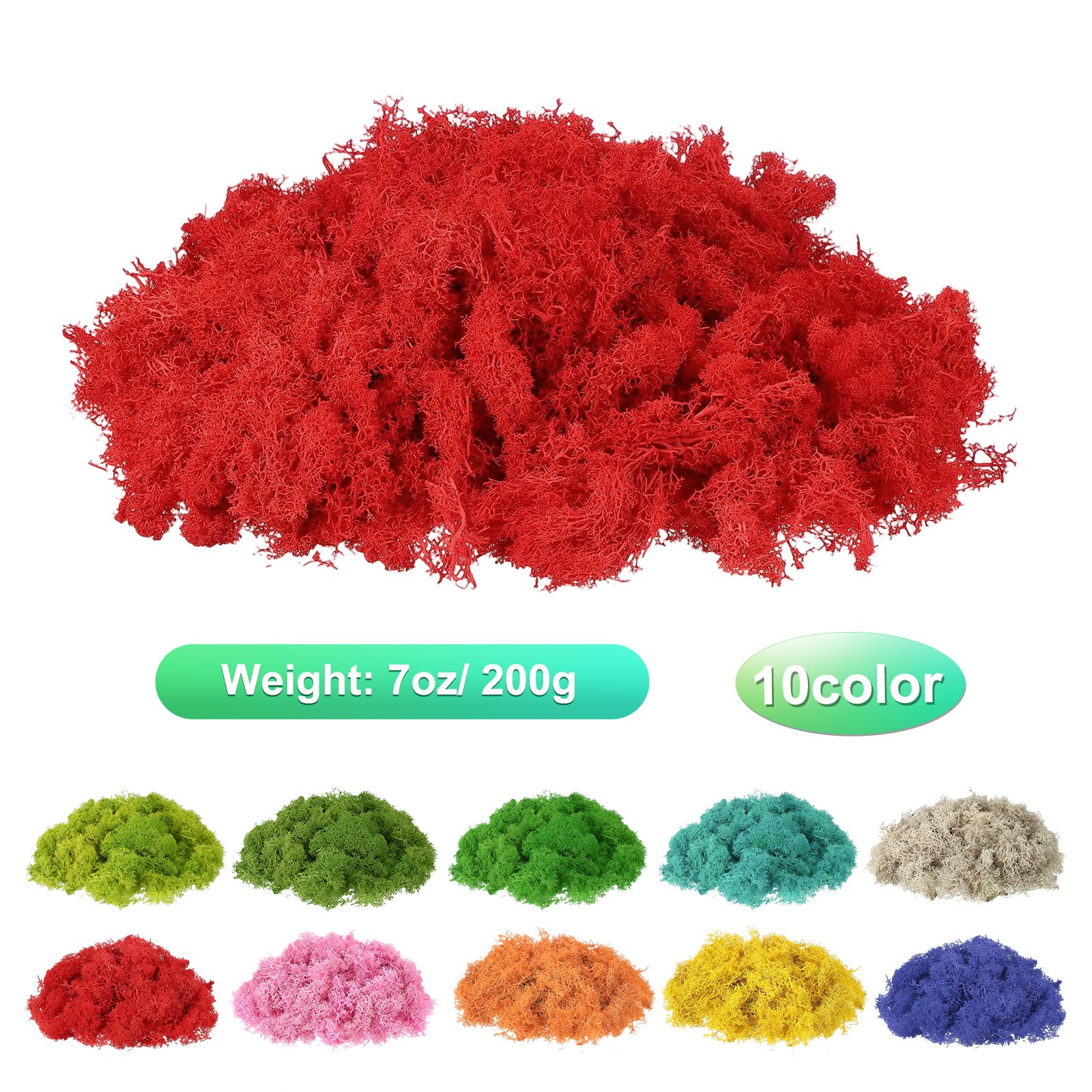 7oz Fake Preserved Reindeer Moss, Red