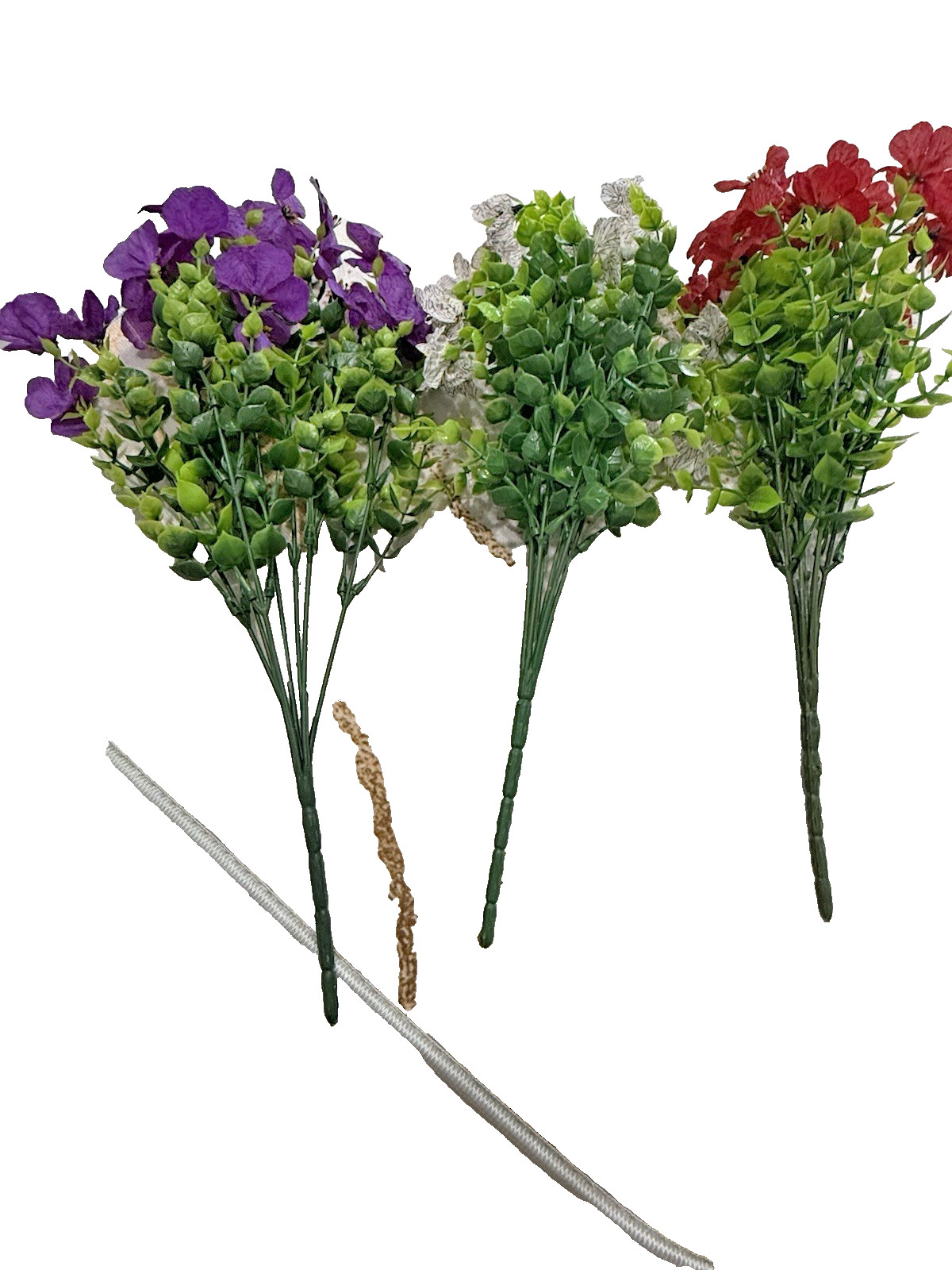 12 Bundles-Artificial Outdoors Flowers Realistic Mixed Colors UV Resistant