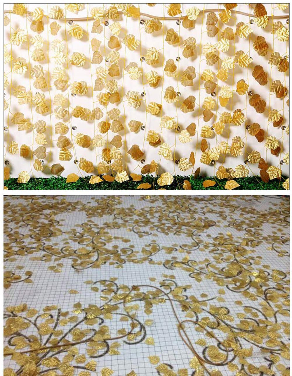 12pcs 6.5Feet Artificial Leaf Vine Wired Gold Leaf Garland Ivy Silk Greenery …