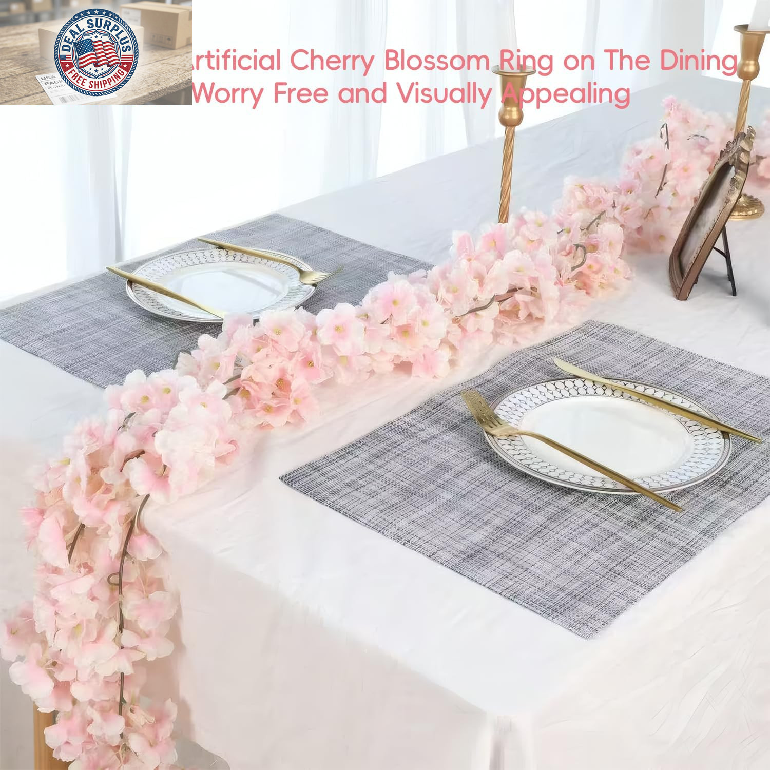 3Pcs 5.91 Ft Artificial Cherry Blossoms Garland Pink Fake Vines Hanging Silk Che