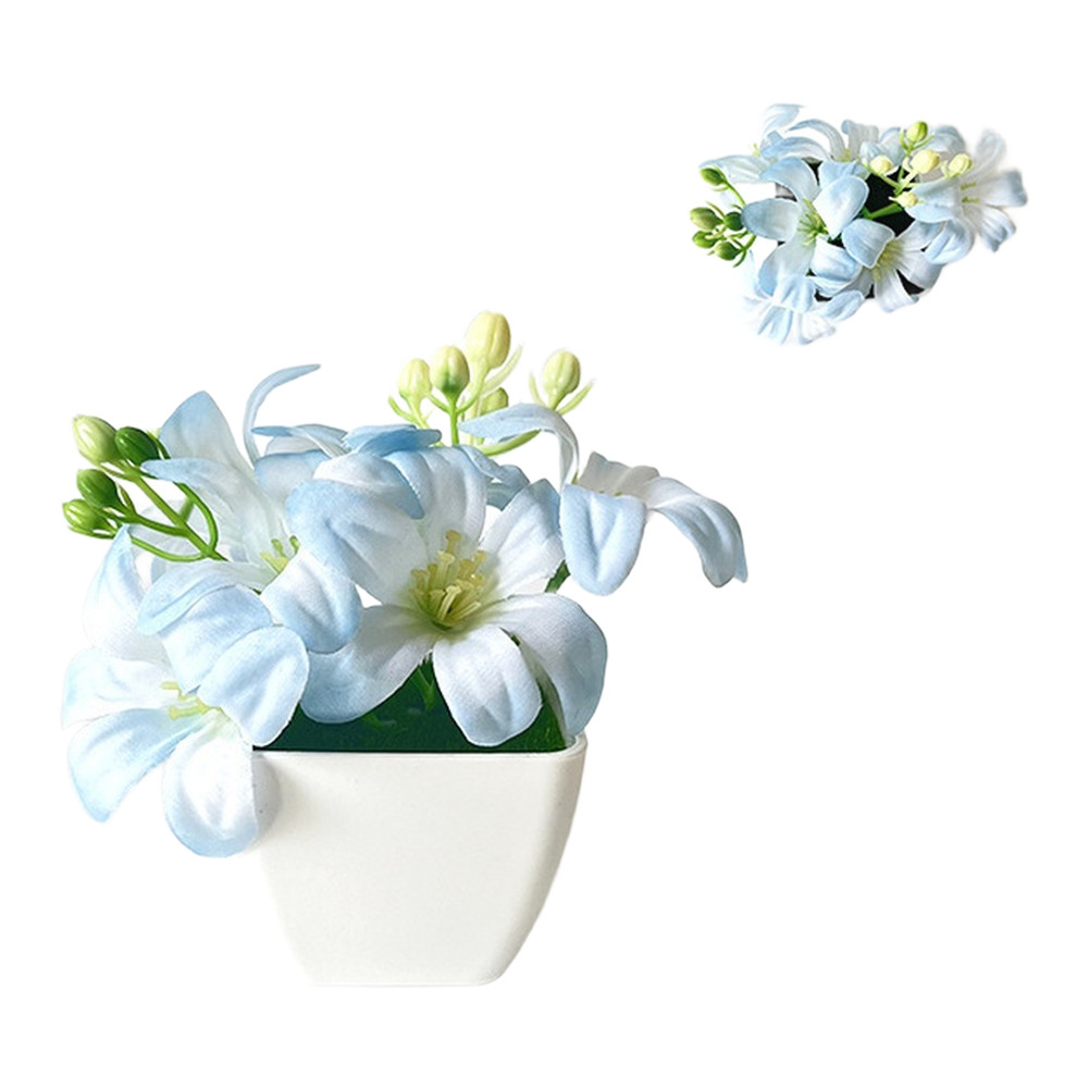 Plastic Miniature Lily Potted Plant 4.3 Inches for Small Space Decoration