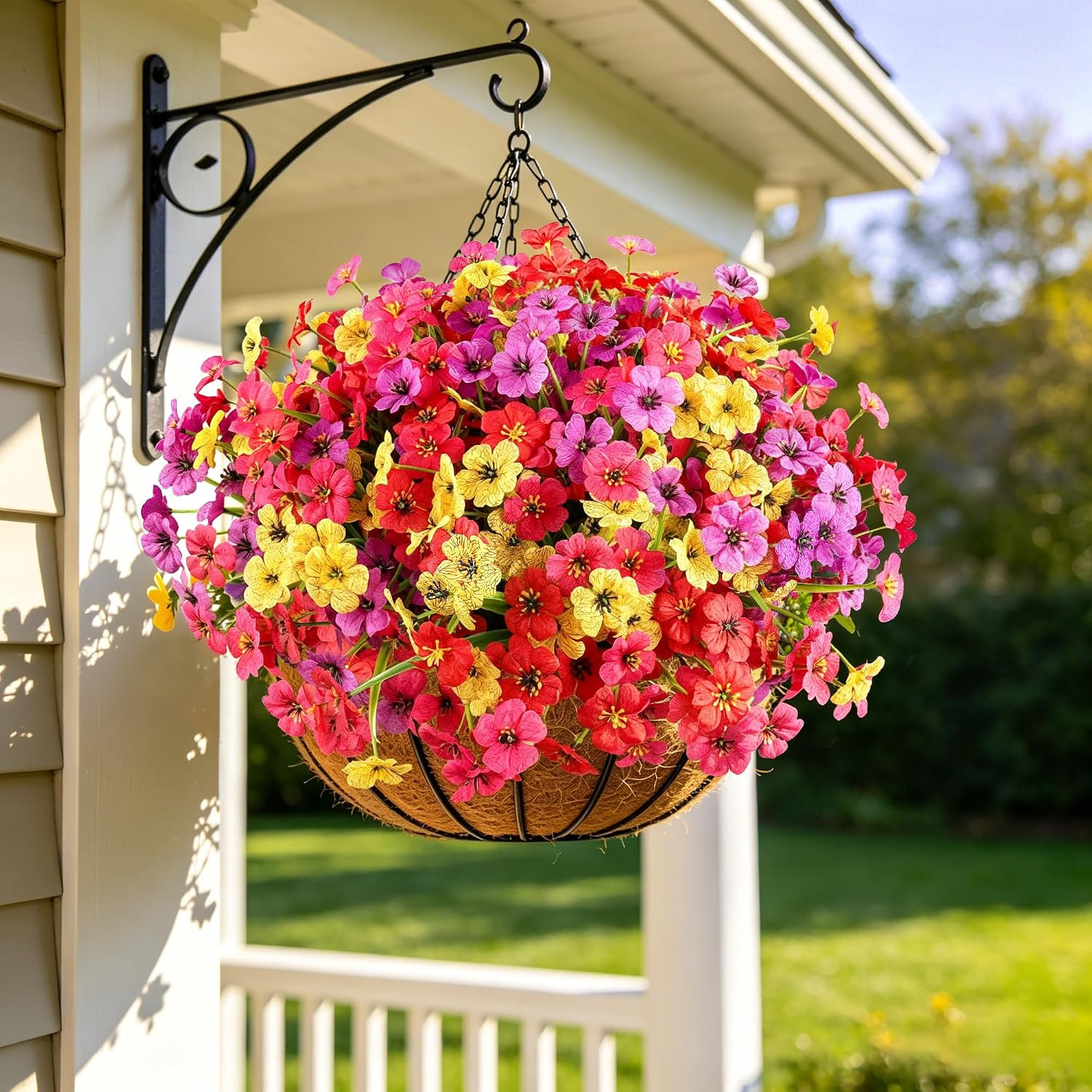 24 Bundles Artificial Flowers for Outdoors Decor, Faux Mums Plants Fake Silk Dai