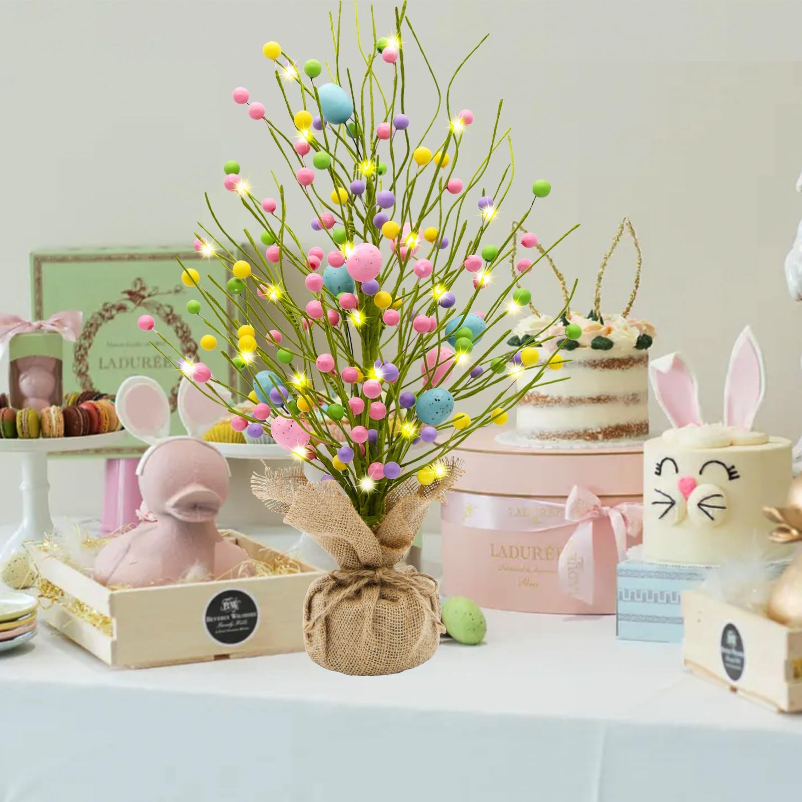 CRCZK Lighted Easter Table Tree Decorations 20.5 Inch Easter Eggs Trees Decor…