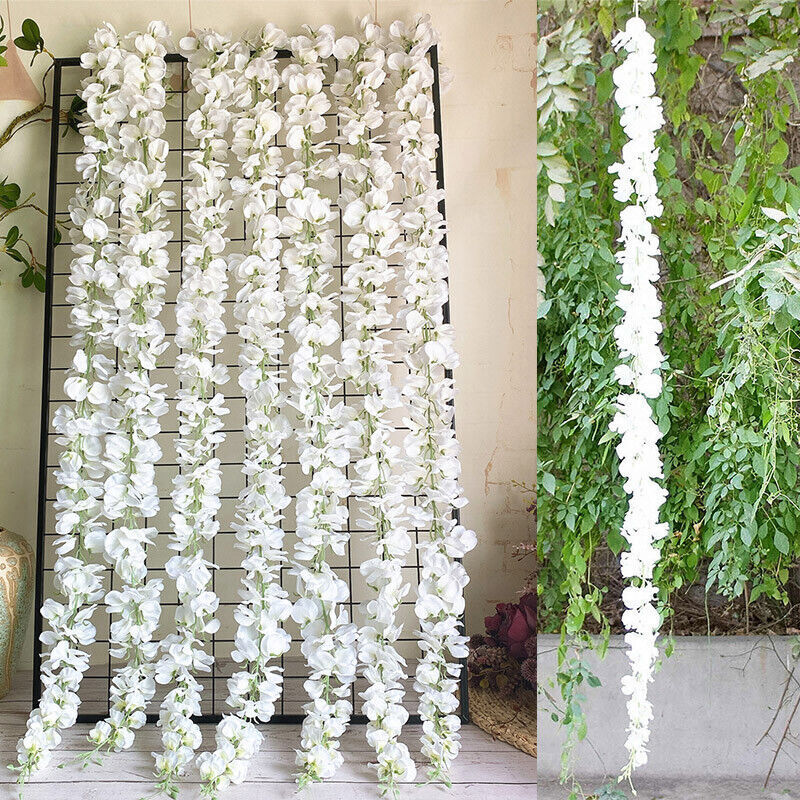 2M Artificial Silk Fake Flower Ivy Garland Vine Wedding Wisteria Leaf Hanging