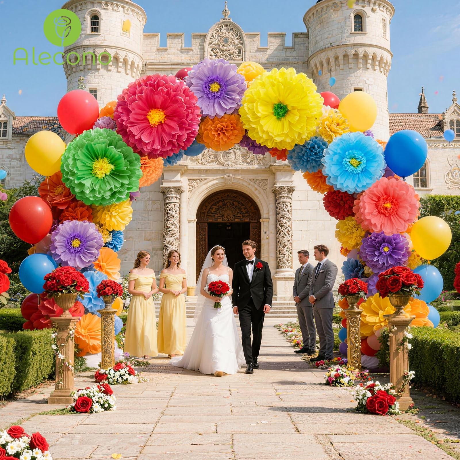 9 PCS Giant Tissue Paper Flowers Fits 24/20/14 Inch Wedding Party Wall Decor