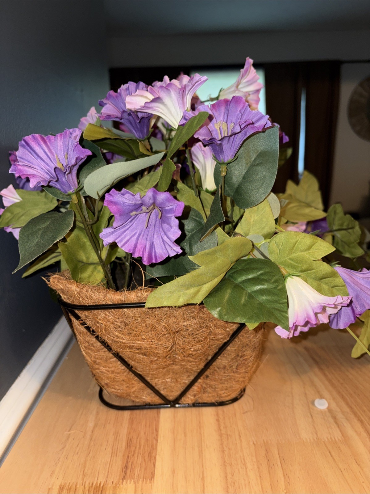 Outdoor Faux Petunia Window Box Flower Basket NWT