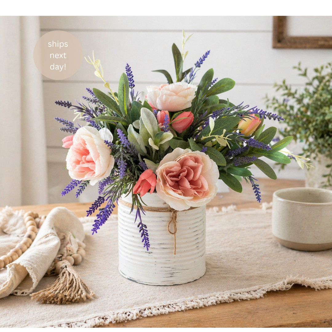 farmhouse floral arrangement spring table decor cottage flower centerpiece decor