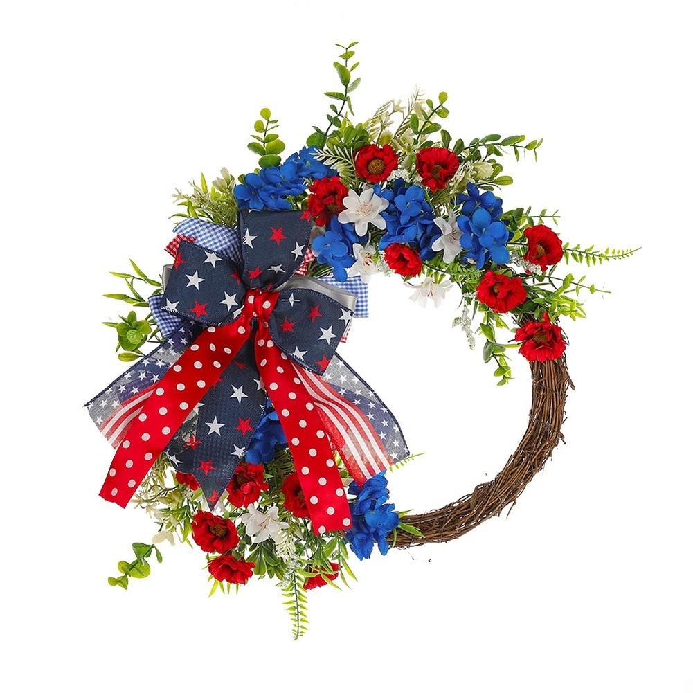 Minimalist Plastic Wreath for Independence Day Decor Hanging on Door or Wall