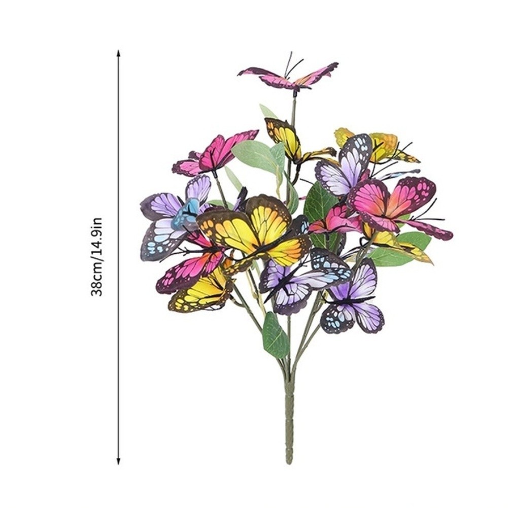 Artificial Silk Butterfly Stems with Leaves Colorful Faux Floral Decor 33cm