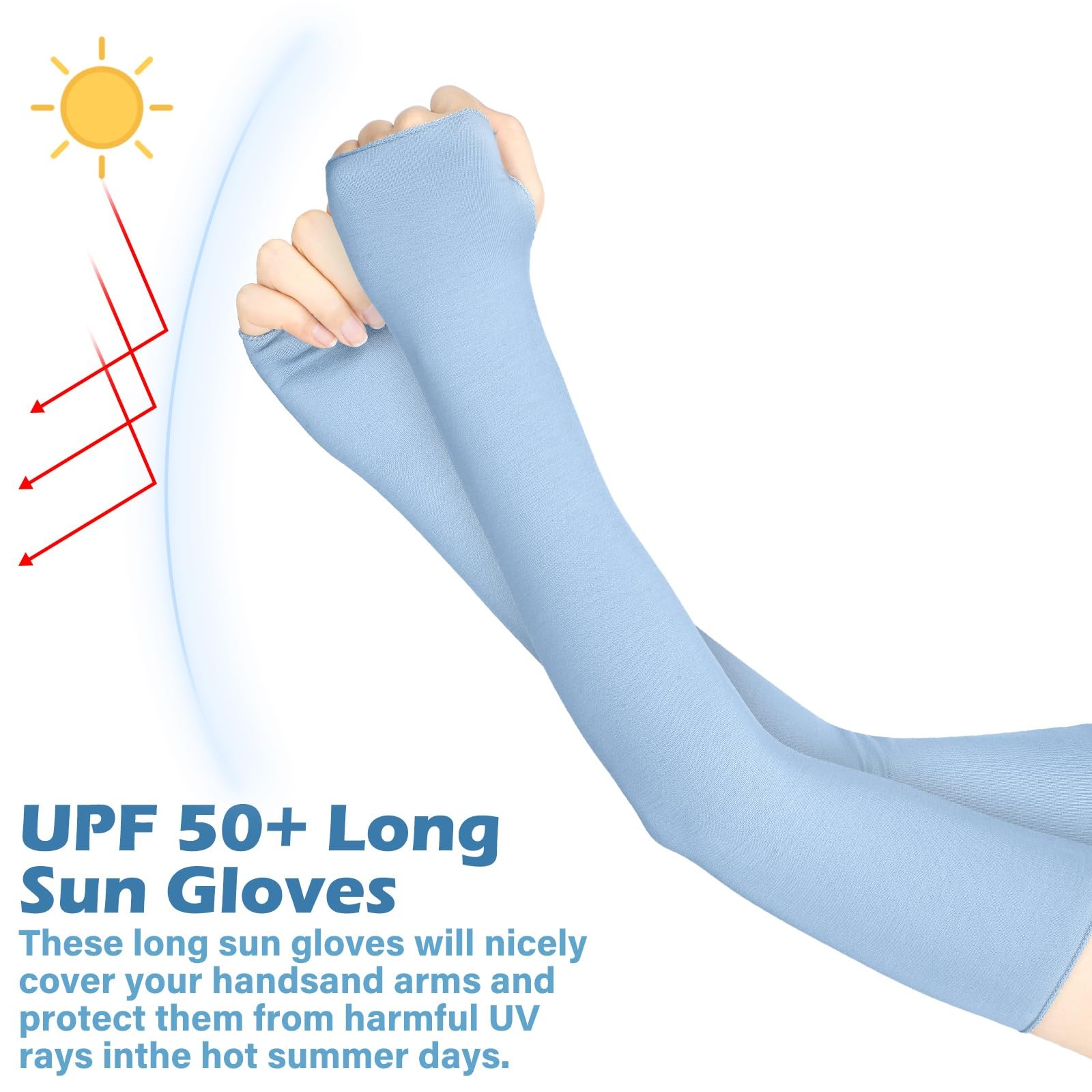 4 Pack Sun Protection UV Gloves One Size, Black, White, Pink, Blue