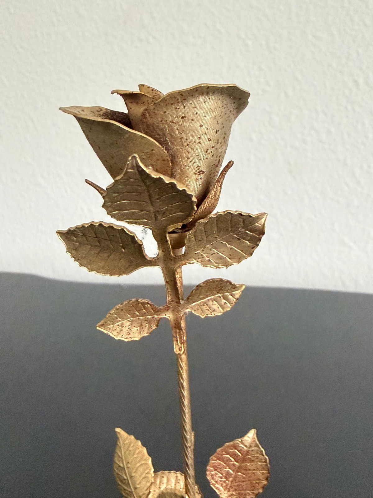 Vintage Brass Rose and Resting Fawn or Pony Figurine Miniature Home Decor MCM