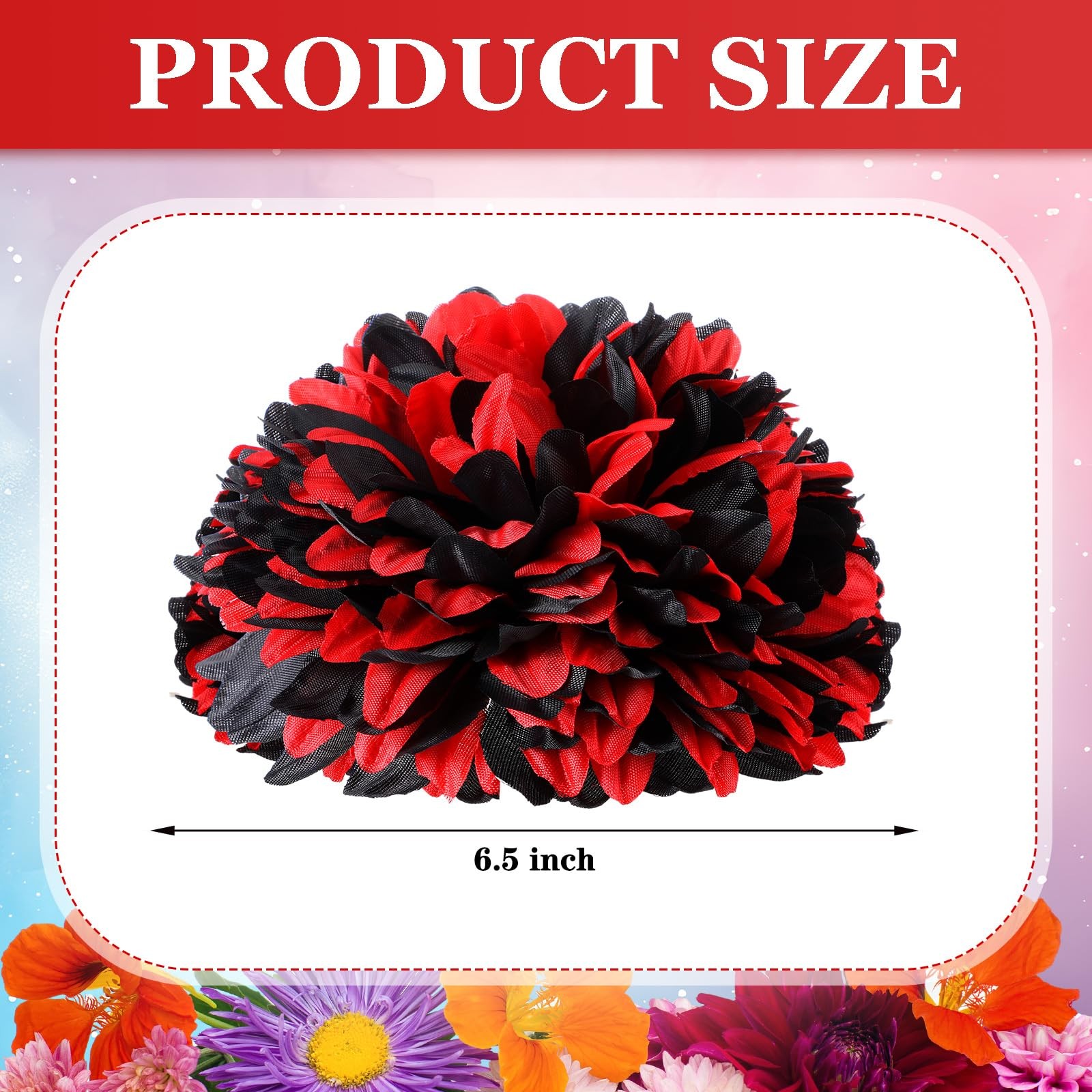 3 Pcs Red and Black Homecoming Mum Flowers 6.5″ Silk Homecoming Mum Supplies …