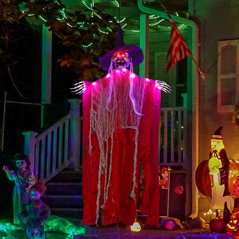 Halloween Lifesize Talking Witch Animated Display Prop w/ LED Eyes&Spooky Sounds