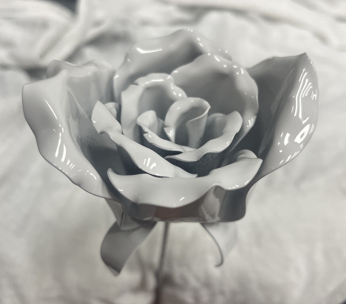 Powder coated Metal Rose Flowers, handcrafted, bent, and welded. $35/Rose w/Stem
