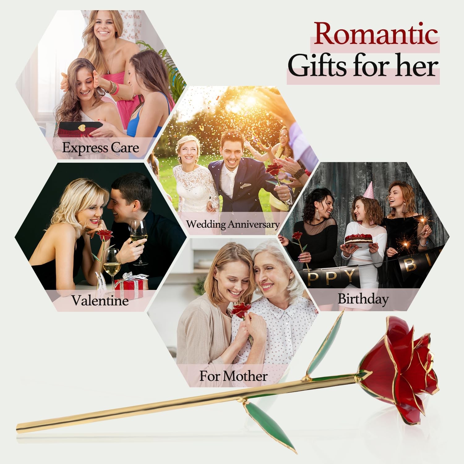 Easegain Gold Dipped Rose 24k Red Gold Plated Rose – Everlasting Long Stem Re…