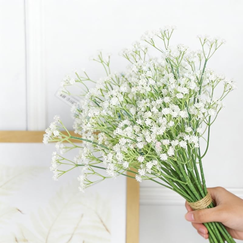 10 PCS White Babys Breath Artificial Flowers Real Touch Gypsophila Wedding