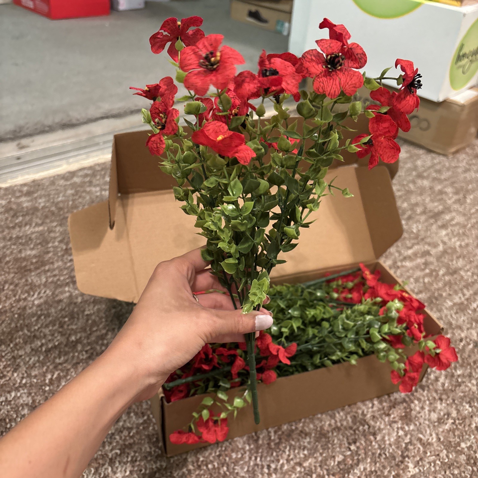 12 Red Artificial Flowers, Home Decor, Make Own Bouquet, DIY Flowers