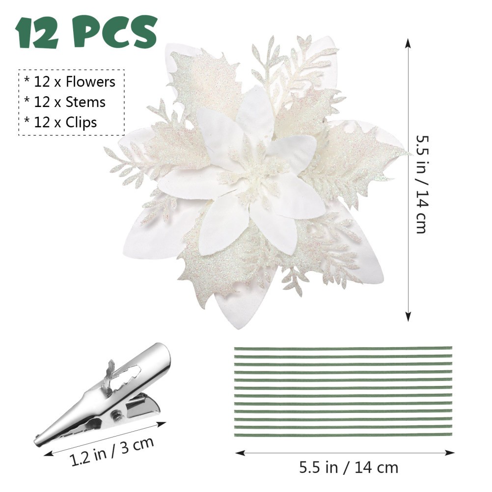 Artificial Poinsettia Flowers Christmas New Year Decoration Bouquet