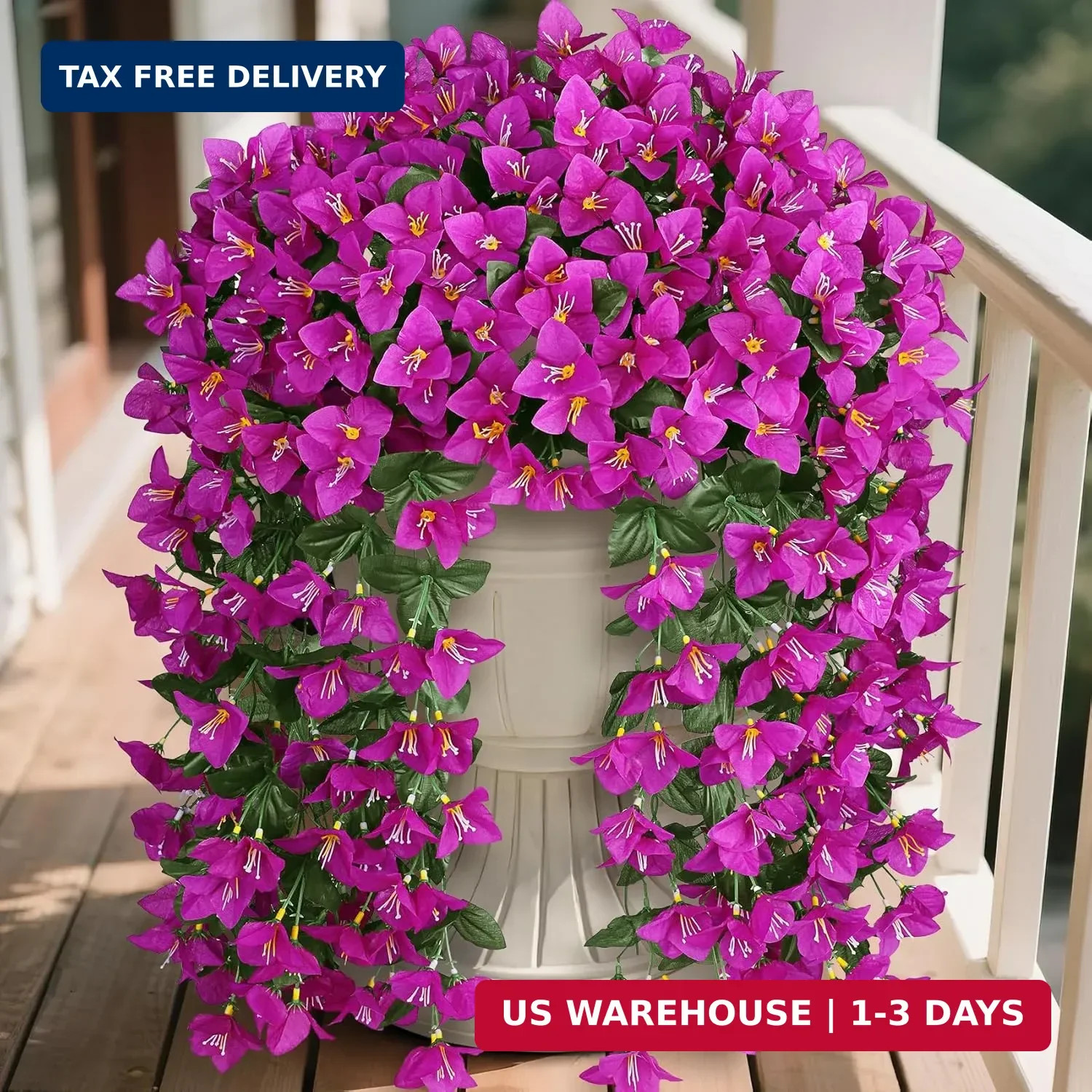 Artificial Bougainvillea Flowers Plants for Outdoors Decoration, 2 Pcs Faux Silk