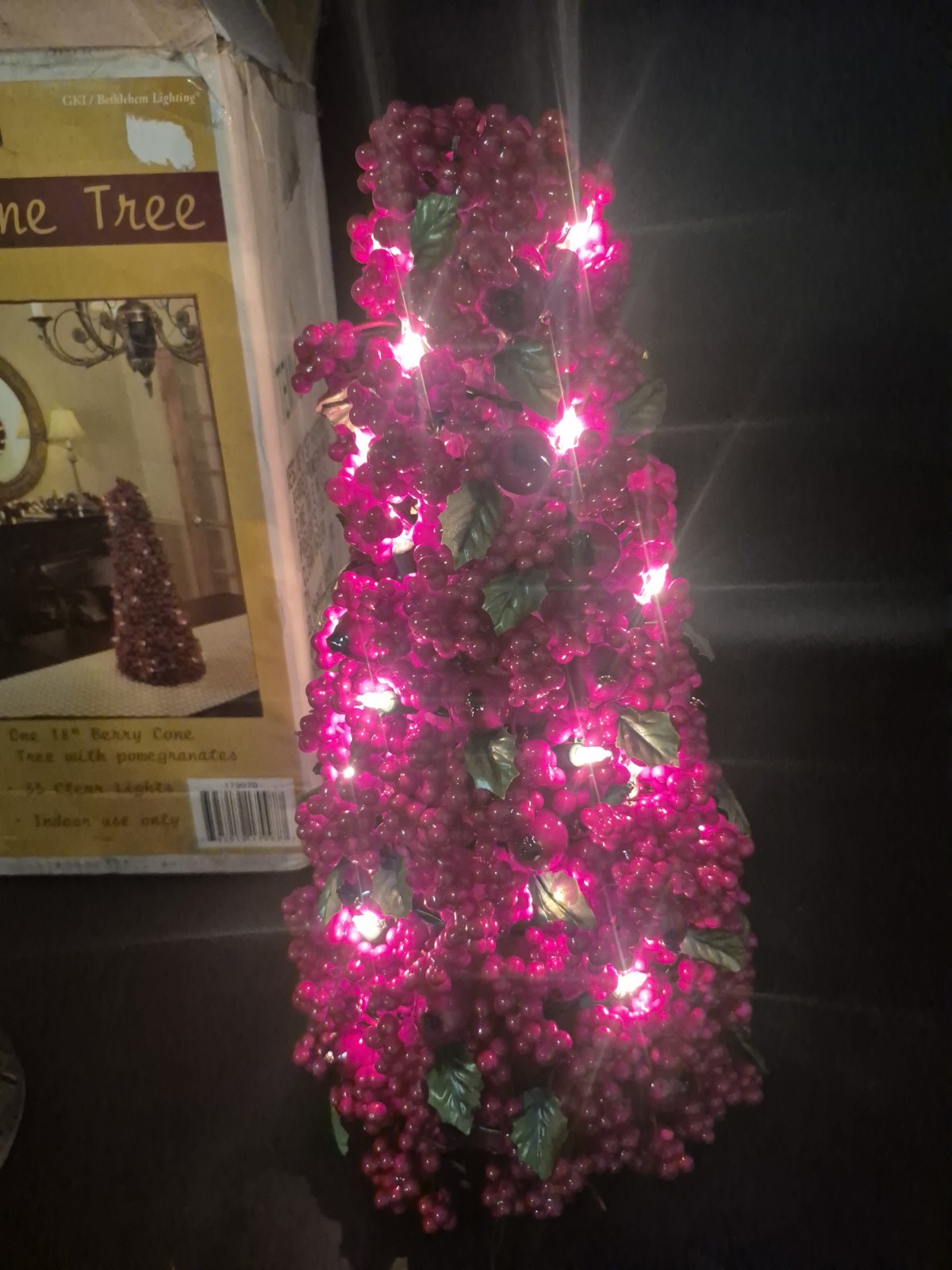 BETHLEHEM LIGHTS 18″ LED LIGHTED BERRY CONE TREE WITH PAMEGRANATES