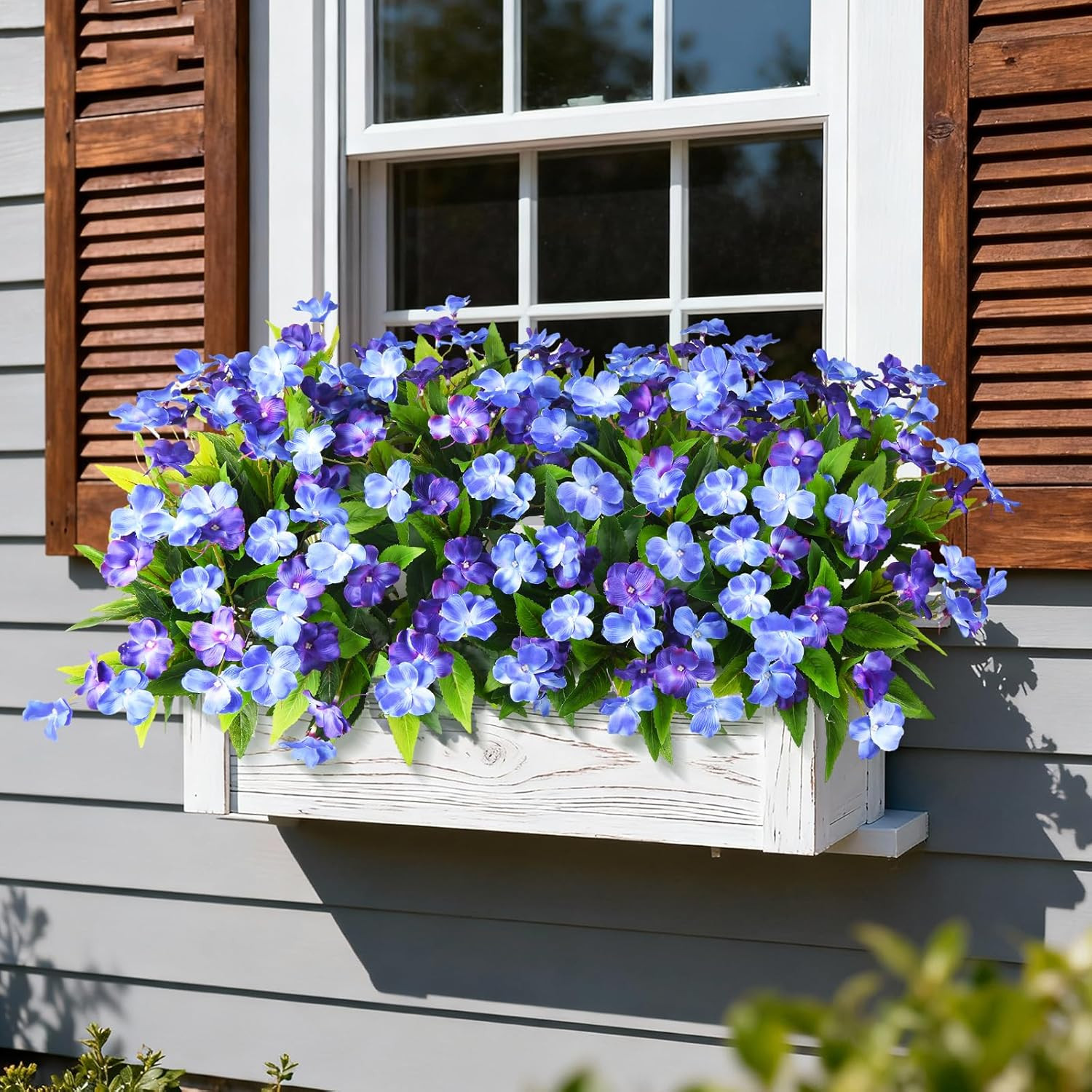 Artificial Impatiens Flowers for Outdoors, 6 Bundles Silk Fake Flowers for Sprin