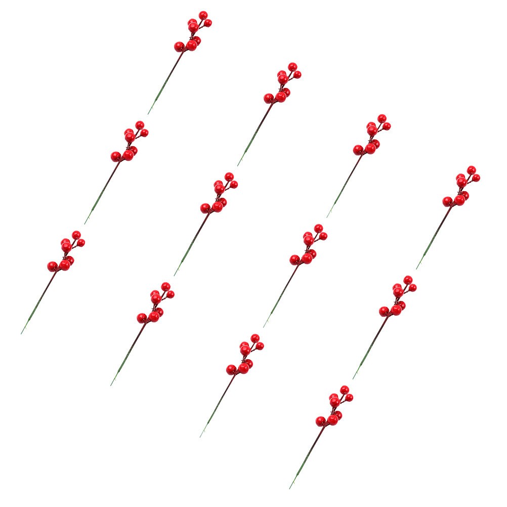 20 Pcs Creative Artificial Berries Simulation Picks Red Berry Adornments Xmas